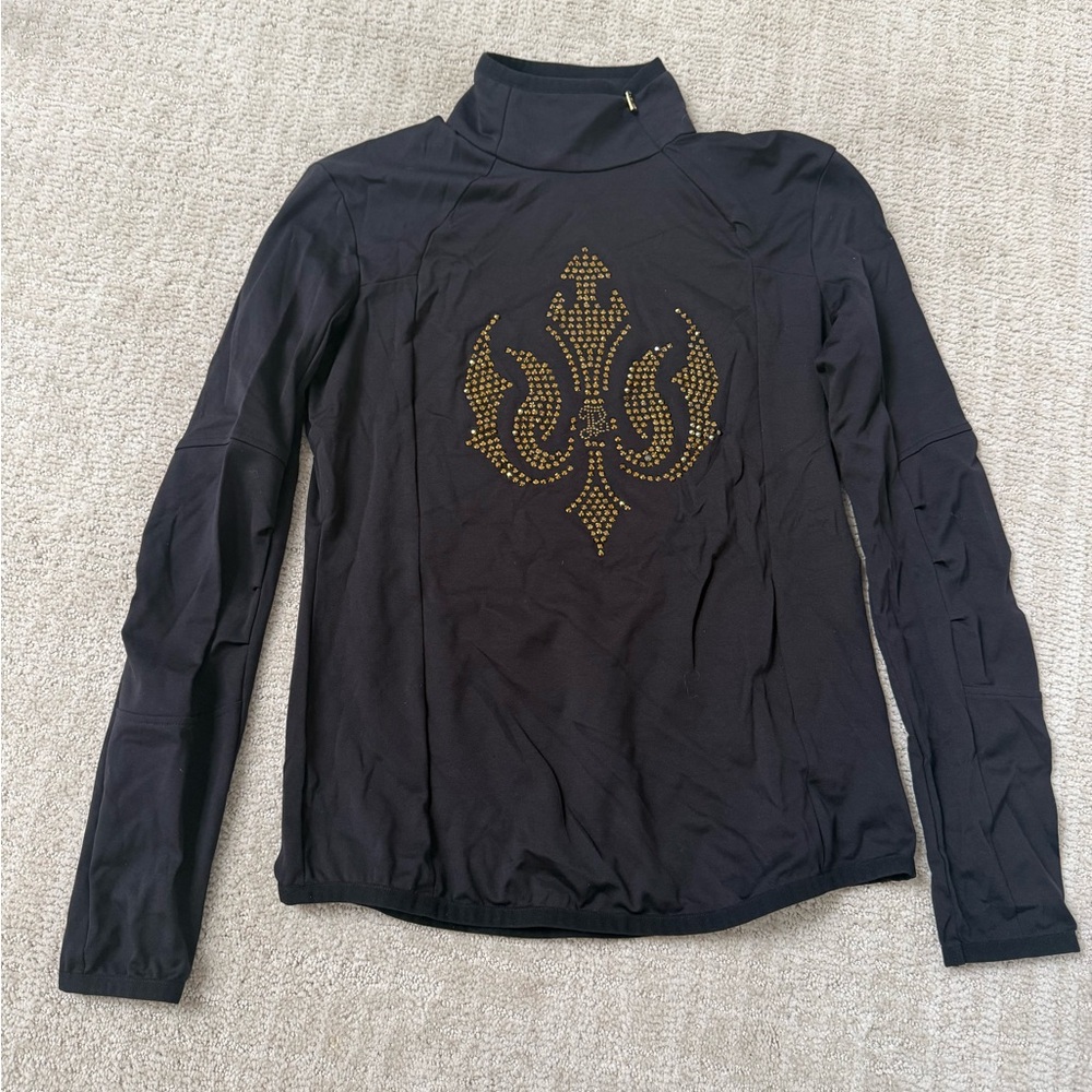 Black Bogner Ski Top with Gold Design